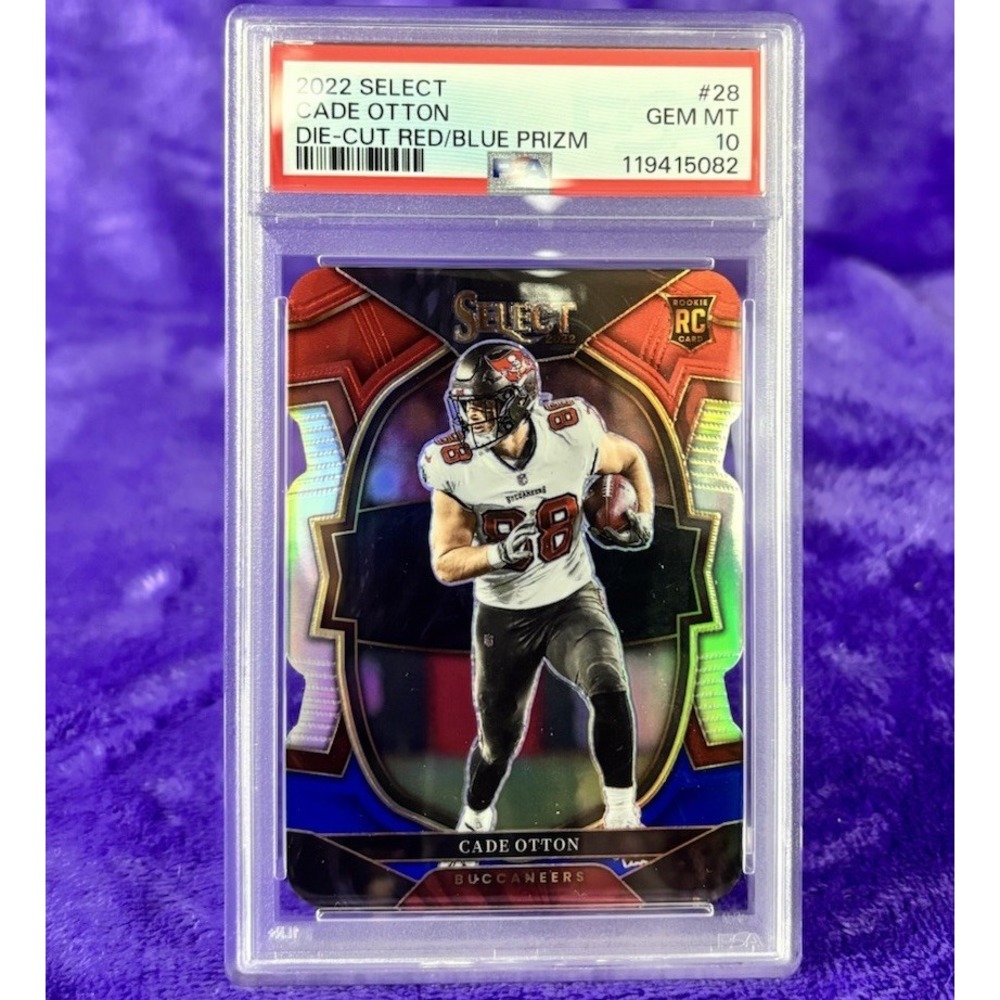 2022 Select Cade Otton Concourse Die Cut Red Blue Prizm Rookie 28 POP 2💎 PSA 10
